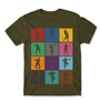 Khaki Fortnite férfi rövid ujjú póló - Fortnite Dance Silhouettes