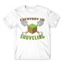Fehér Minecraft férfi rövid ujjú póló - Everyday I’m shoveling