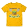 Sárga Minecraft férfi rövid ujjú póló - Everyday I’m shoveling