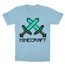 Világoskék Minecraft gyerek rövid ujjú póló - Minecraft swords
