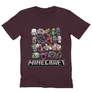 Bordó Minecraft férfi V-nyakú póló - Minecraft characters