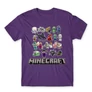 Sötétlila Minecraft férfi rövid ujjú póló - Minecraft characters
