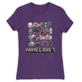 Sötétlila Minecraft női rövid ujjú póló - Minecraft characters
