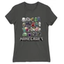 Sötétszürke Minecraft női rövid ujjú póló - Minecraft characters