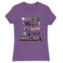 Világoslila Minecraft női rövid ujjú póló - Minecraft characters