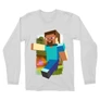 Fehér Minecraft férfi hosszú ujjú póló - Clipart
