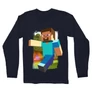 Sötétkék Minecraft férfi hosszú ujjú póló - Clipart