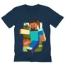 Sötétkék Minecraft férfi V-nyakú póló - Clipart