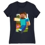 Sötétkék Minecraft női rövid ujjú póló - Clipart