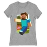 Sportszürke Minecraft női rövid ujjú póló - Clipart