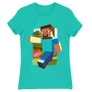 Türkiz Minecraft női rövid ujjú póló - Clipart