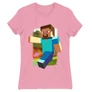 Világos rózsaszín Minecraft női rövid ujjú póló - Clipart