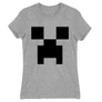 Sportszürke Minecraft női rövid ujjú póló - Creeper face