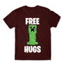 Bordó Minecraft férfi rövid ujjú póló - Creeper free hugs