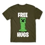 Khaki Minecraft férfi rövid ujjú póló - Creeper free hugs