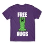 Sötétlila Minecraft férfi rövid ujjú póló - Creeper free hugs