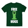 Sötétzöld Minecraft férfi rövid ujjú póló - Creeper free hugs