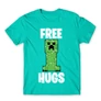 Türkiz Minecraft férfi rövid ujjú póló - Creeper free hugs