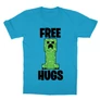 Atollkék Minecraft gyerek rövid ujjú póló - Creeper free hugs
