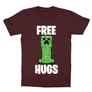 Bordó Minecraft gyerek rövid ujjú póló - Creeper free hugs