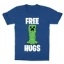 Királykék Minecraft gyerek rövid ujjú póló - Creeper free hugs