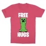 Pink Minecraft gyerek rövid ujjú póló - Creeper free hugs