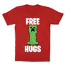 Piros Minecraft gyerek rövid ujjú póló - Creeper free hugs