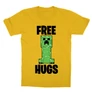 Sárga Minecraft gyerek rövid ujjú póló - Creeper free hugs