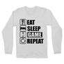 Fehér Minecraft férfi hosszú ujjú póló - Eat, sleep, game, repeat