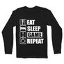 Fekete Minecraft férfi hosszú ujjú póló - Eat, sleep, game, repeat