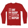 Piros Minecraft férfi hosszú ujjú póló - Eat, sleep, game, repeat