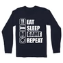 Sötétkék Minecraft férfi hosszú ujjú póló - Eat, sleep, game, repeat