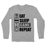 Sportszürke Minecraft férfi hosszú ujjú póló - Eat, sleep, game, repeat