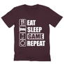 Bordó Minecraft férfi V-nyakú póló - Eat, sleep, game, repeat