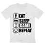 Fehér Minecraft férfi V-nyakú póló - Eat, sleep, game, repeat