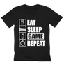 Fekete Minecraft férfi V-nyakú póló - Eat, sleep, game, repeat