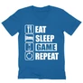 Királykék Minecraft férfi V-nyakú póló - Eat, sleep, game, repeat