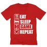 Piros Minecraft férfi V-nyakú póló - Eat, sleep, game, repeat