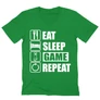 Zöld Minecraft férfi V-nyakú póló - Eat, sleep, game, repeat