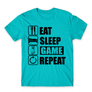 Kép 4/24 - Atollkék Minecraft férfi rövid ujjú póló - Eat, sleep, game, repeat