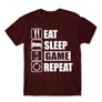 Bordó Minecraft férfi rövid ujjú póló - Eat, sleep, game, repeat