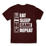 Kép 5/24 - Bordó Minecraft férfi rövid ujjú póló - Eat, sleep, game, repeat