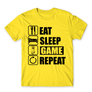 Kép 7/24 - Citromsárga Minecraft férfi rövid ujjú póló - Eat, sleep, game, repeat