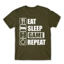 Khaki Minecraft férfi rövid ujjú póló - Eat, sleep, game, repeat
