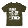 Kép 11/24 - Khaki Minecraft férfi rövid ujjú póló - Eat, sleep, game, repeat