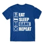 Királykék Minecraft férfi rövid ujjú póló - Eat, sleep, game, repeat