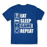 Kép 12/24 - Királykék Minecraft férfi rövid ujjú póló - Eat, sleep, game, repeat
