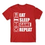 Piros Minecraft férfi rövid ujjú póló - Eat, sleep, game, repeat