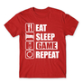 Kép 14/24 - Piros Minecraft férfi rövid ujjú póló - Eat, sleep, game, repeat