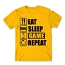 Sárga Minecraft férfi rövid ujjú póló - Eat, sleep, game, repeat